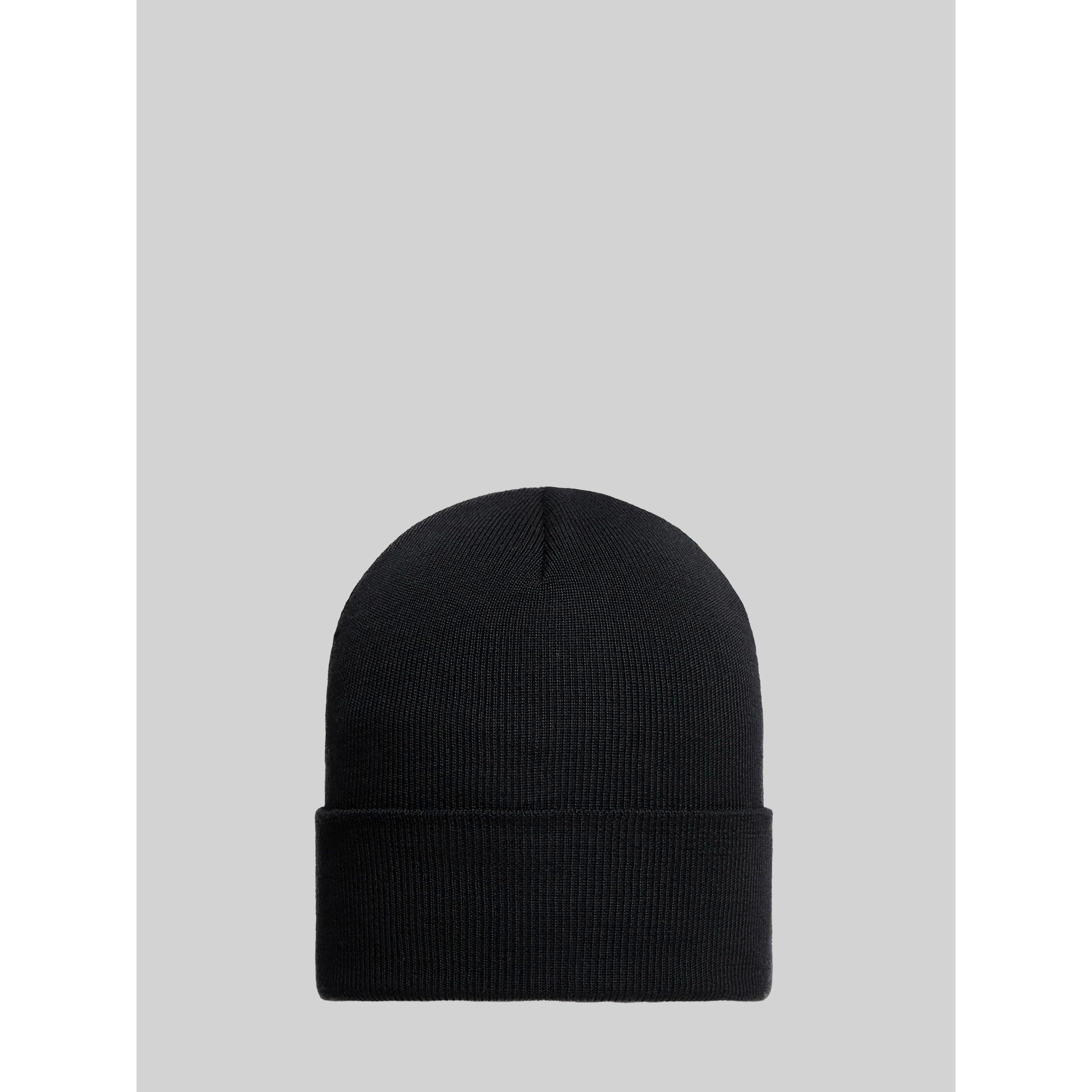 Black wool beanie with logo