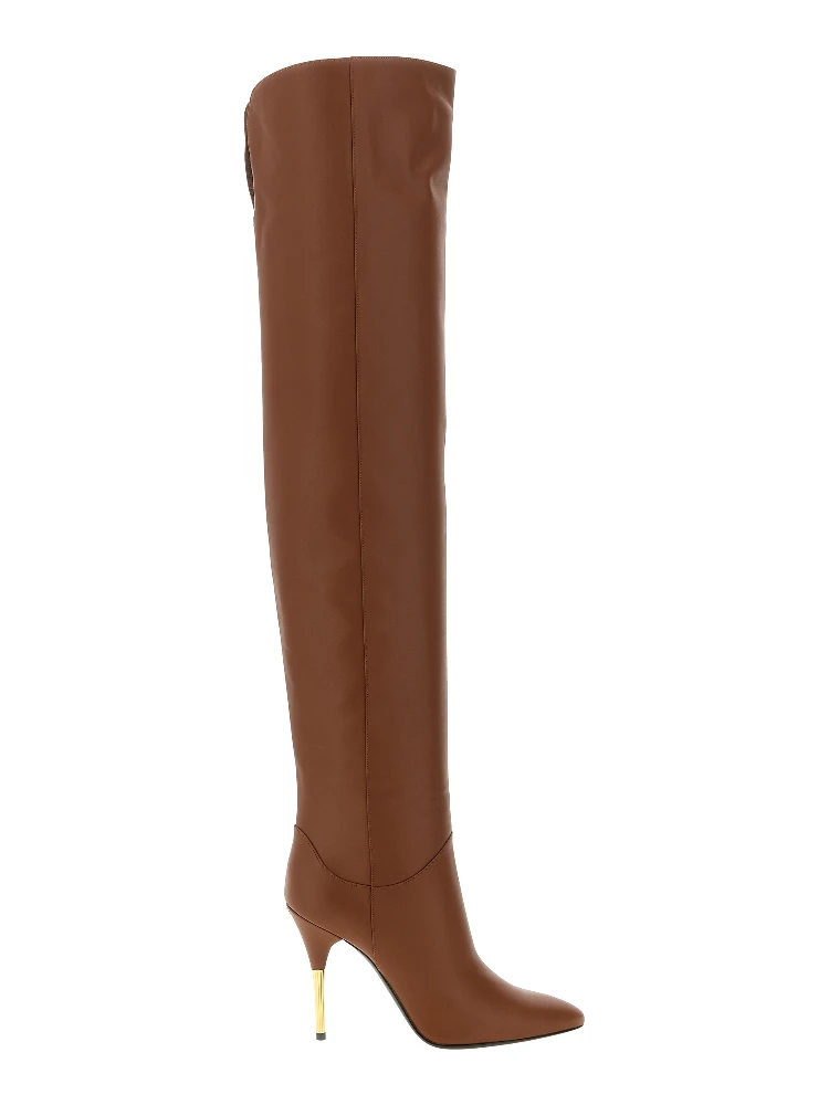 Brown Calfskin Over The Knee