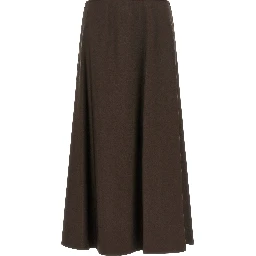 Brown Virgin Wool Midi Skirt