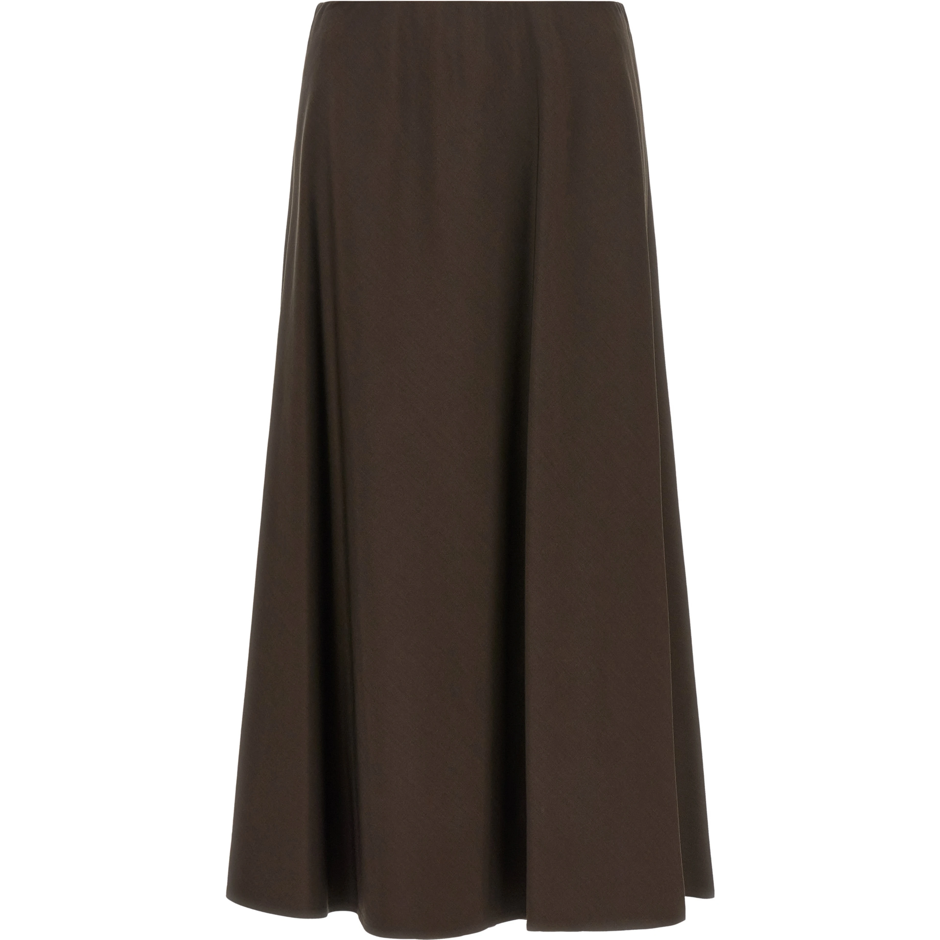 Brown Virgin Wool Midi Skirt