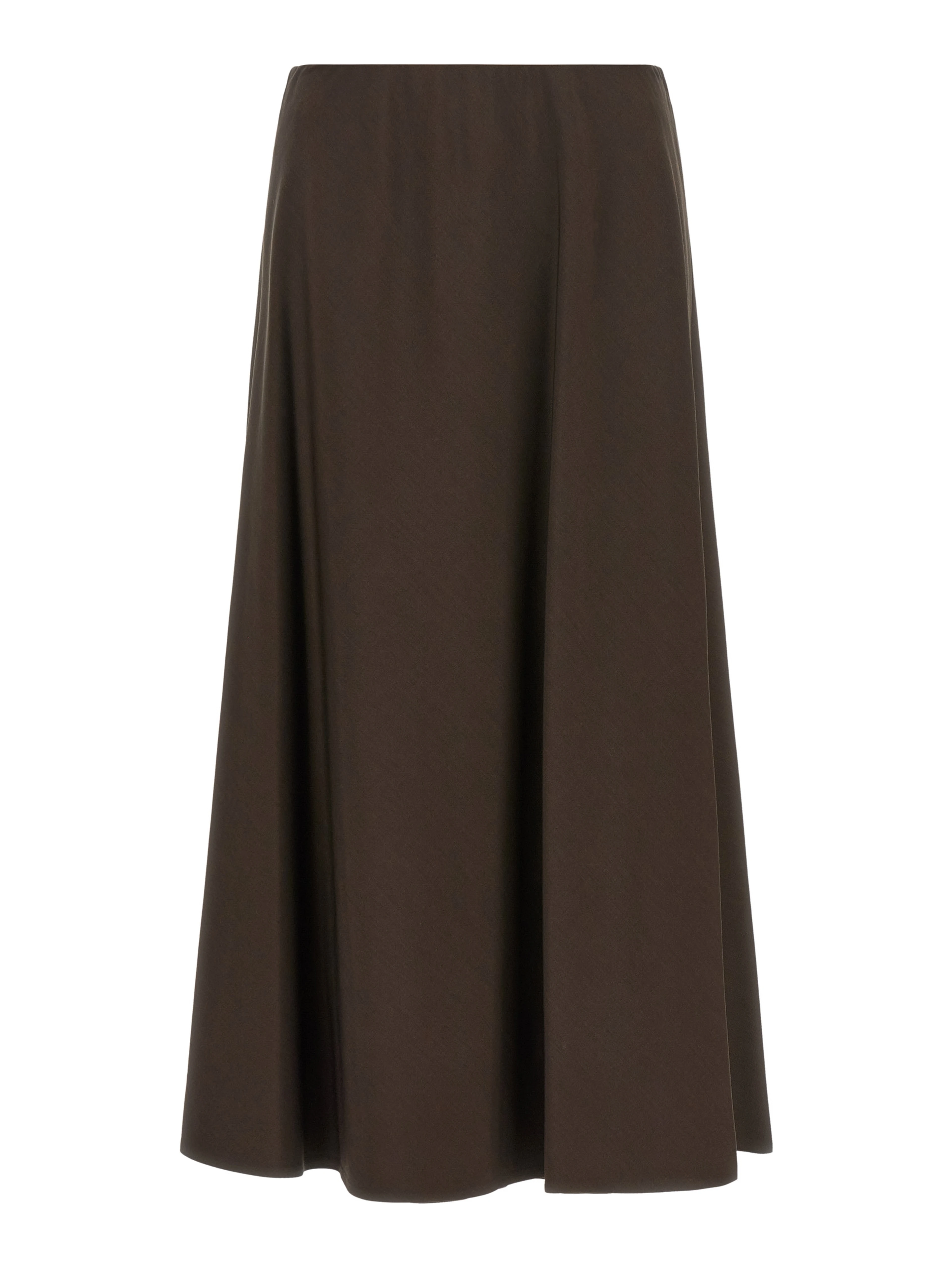 Brown Virgin Wool Midi Skirt