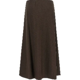 Brown Virgin Wool Midi Skirt