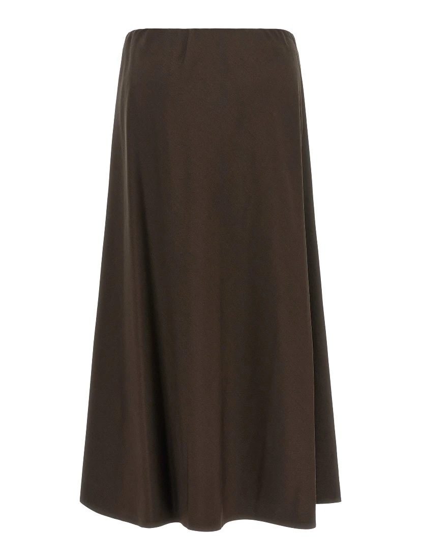 Brown Virgin Wool Midi Skirt