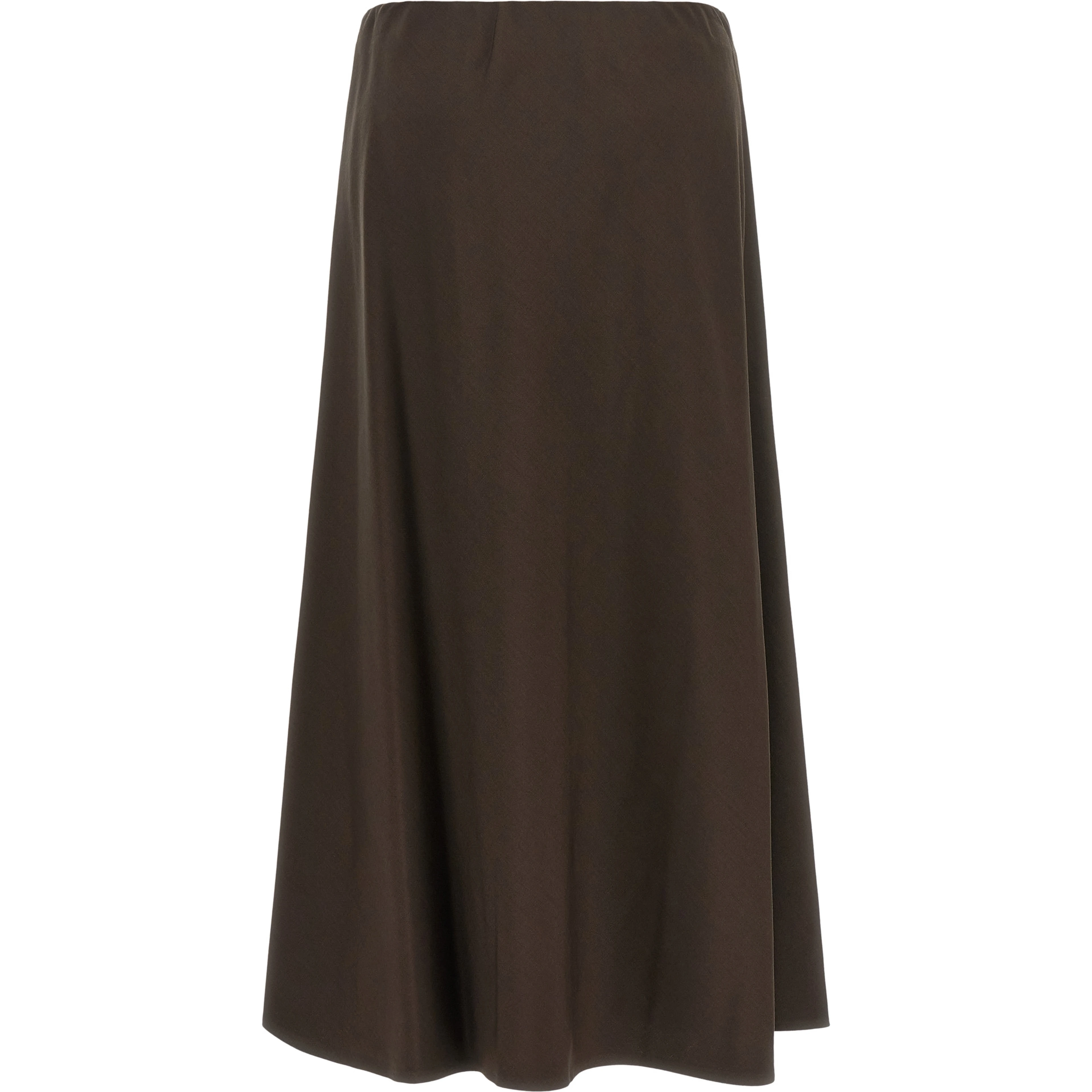 Brown Virgin Wool Midi Skirt