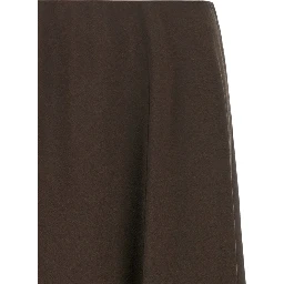 Brown Virgin Wool Midi Skirt