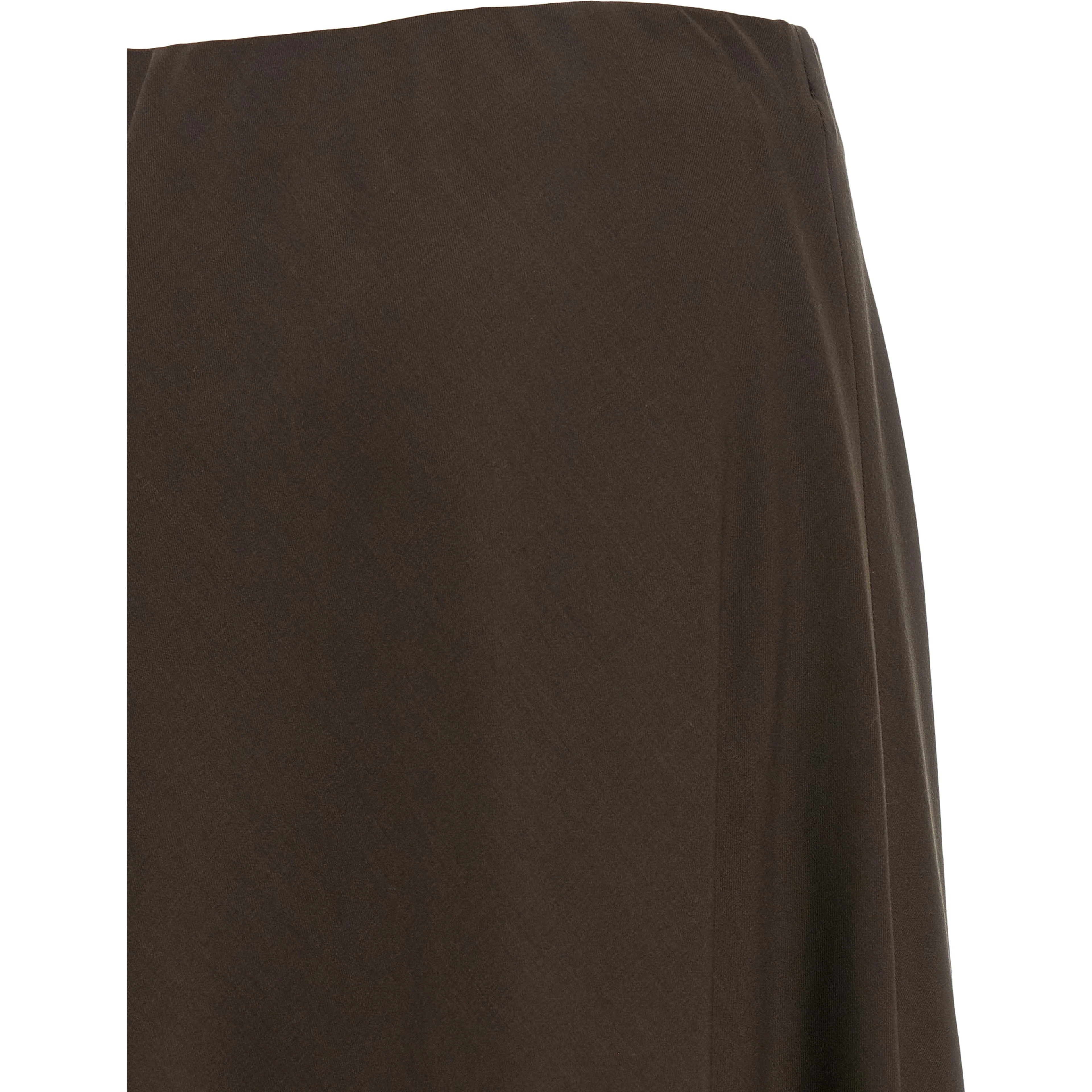 Brown Virgin Wool Midi Skirt