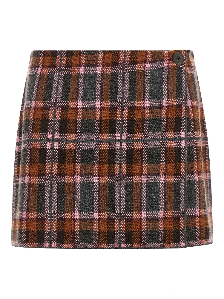 Brown Wool Long Skirt