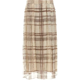 Beige Silk Midi Skirt
