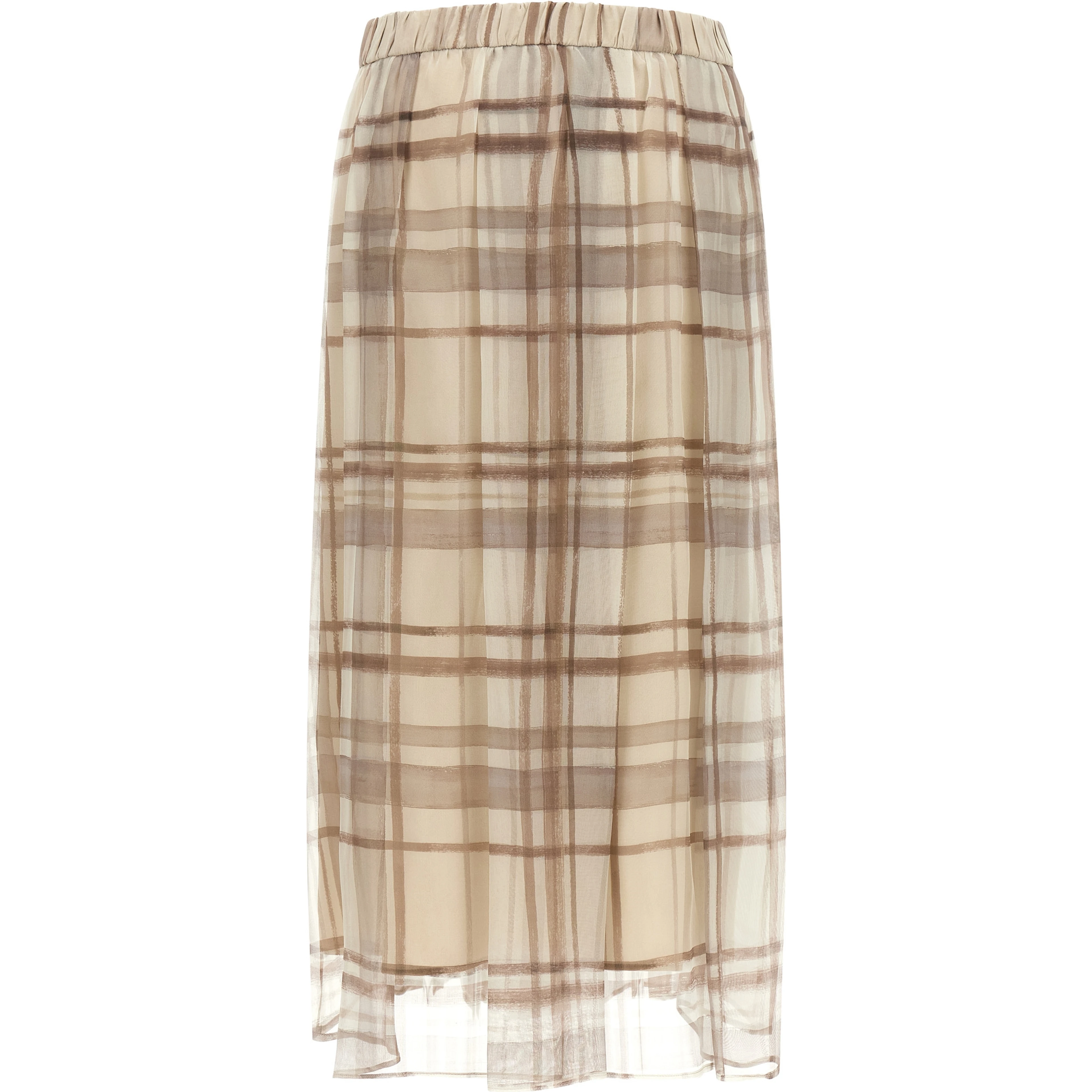 Beige Silk Midi Skirt