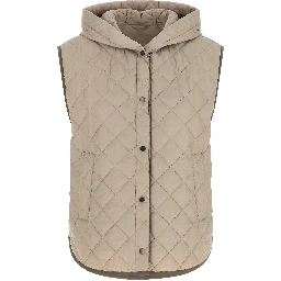 Beige Polyamide Sleeveless Jacket