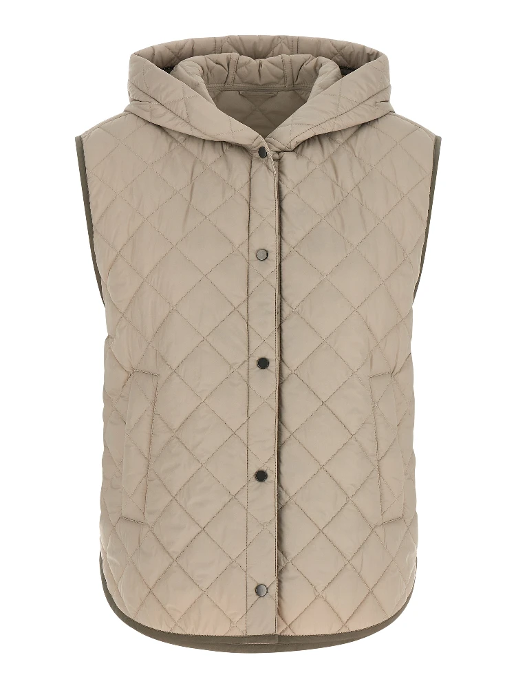 Beige Polyamide Sleeveless Jacket