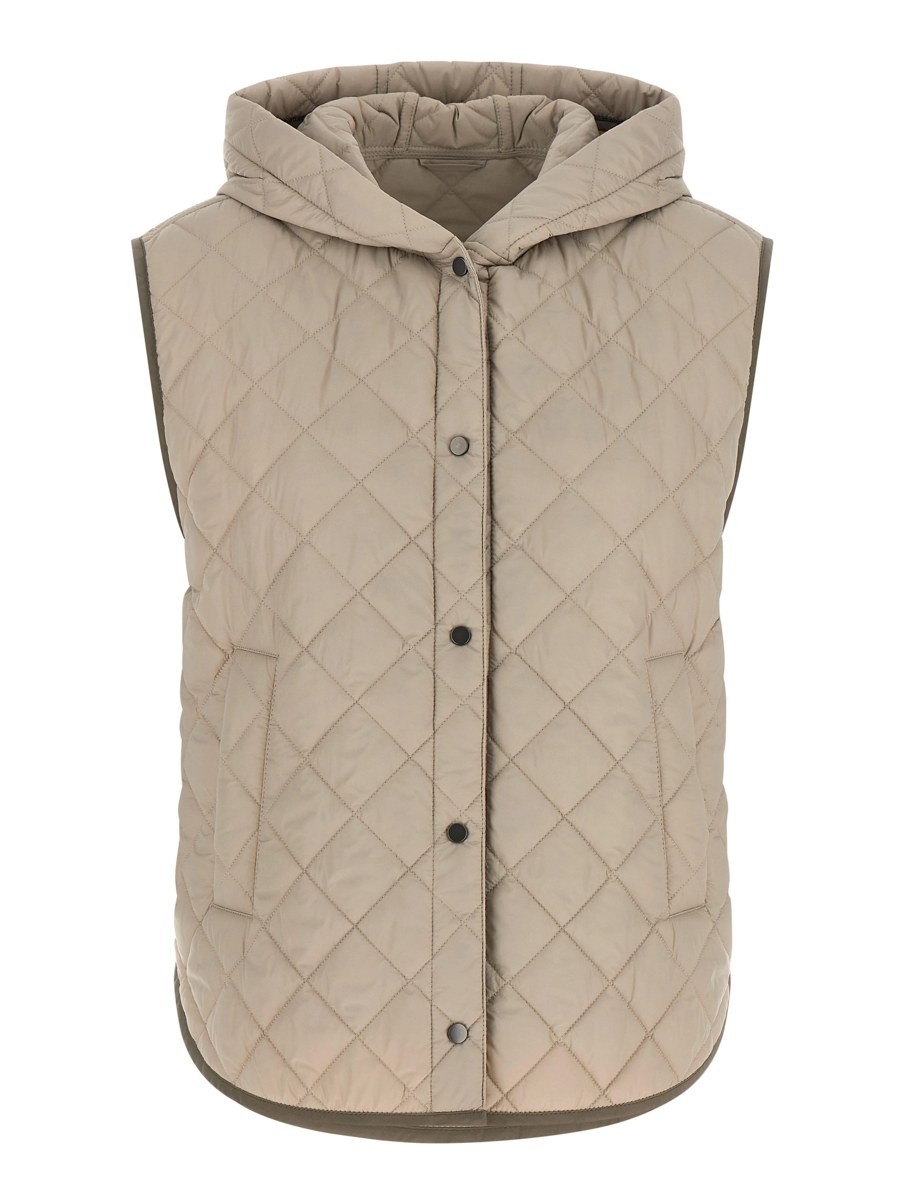 Beige Polyamide Sleeveless Jacket