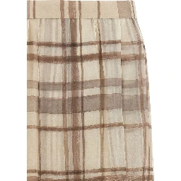 Beige Silk Midi Skirt