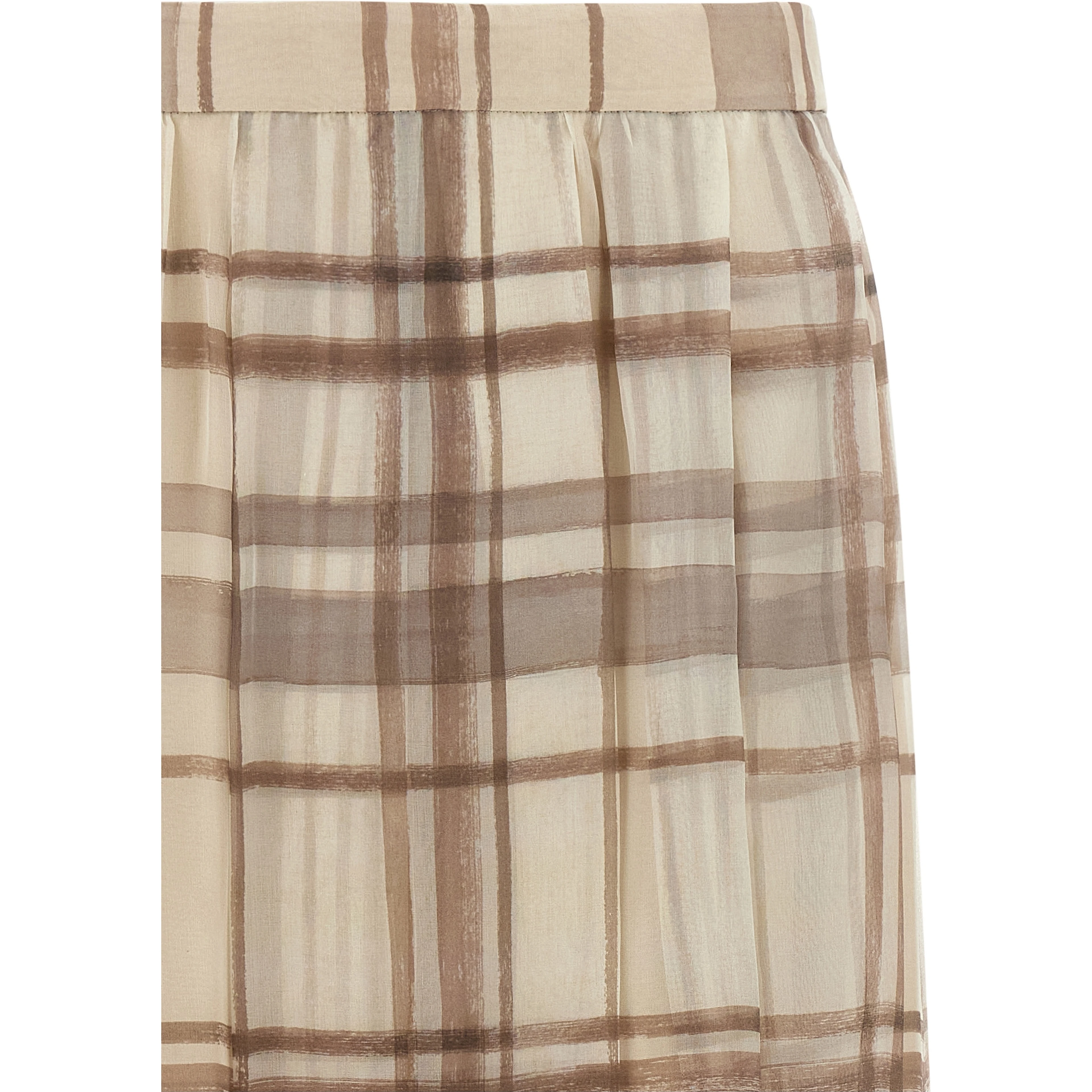 Beige Silk Midi Skirt