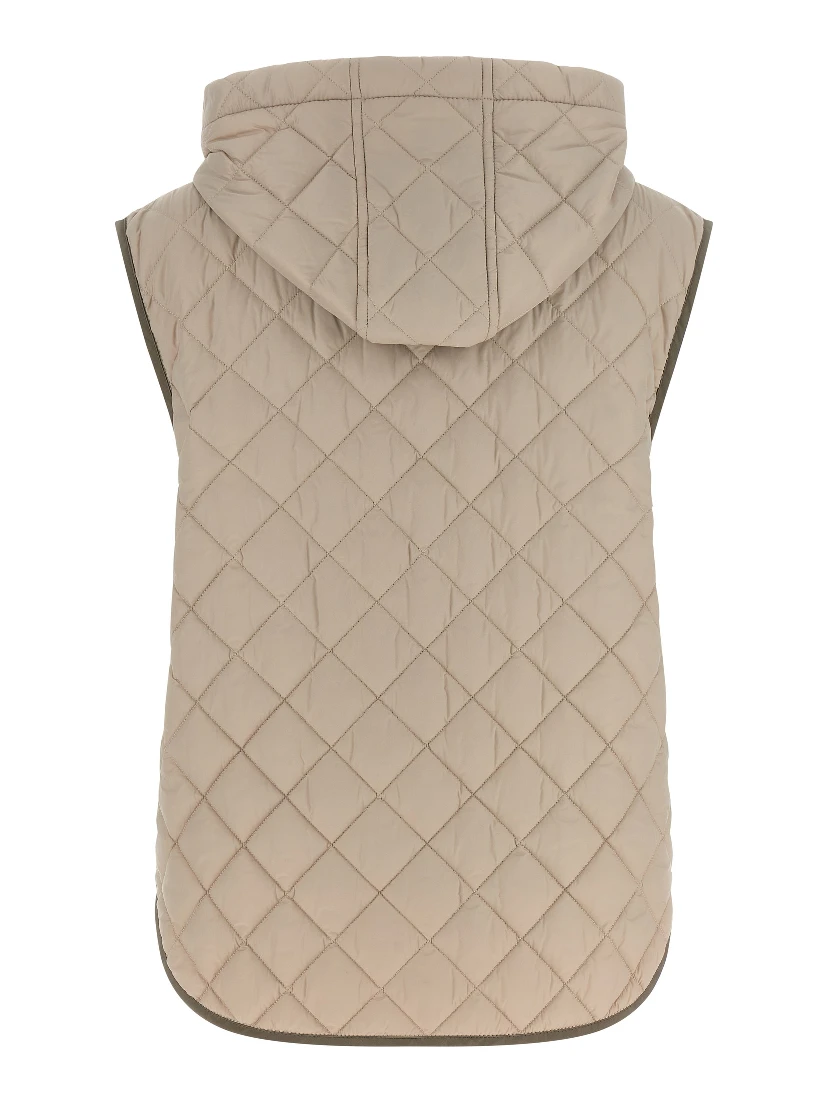 Beige Polyamide Sleeveless Jacket