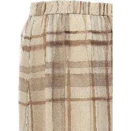 Beige Silk Midi Skirt