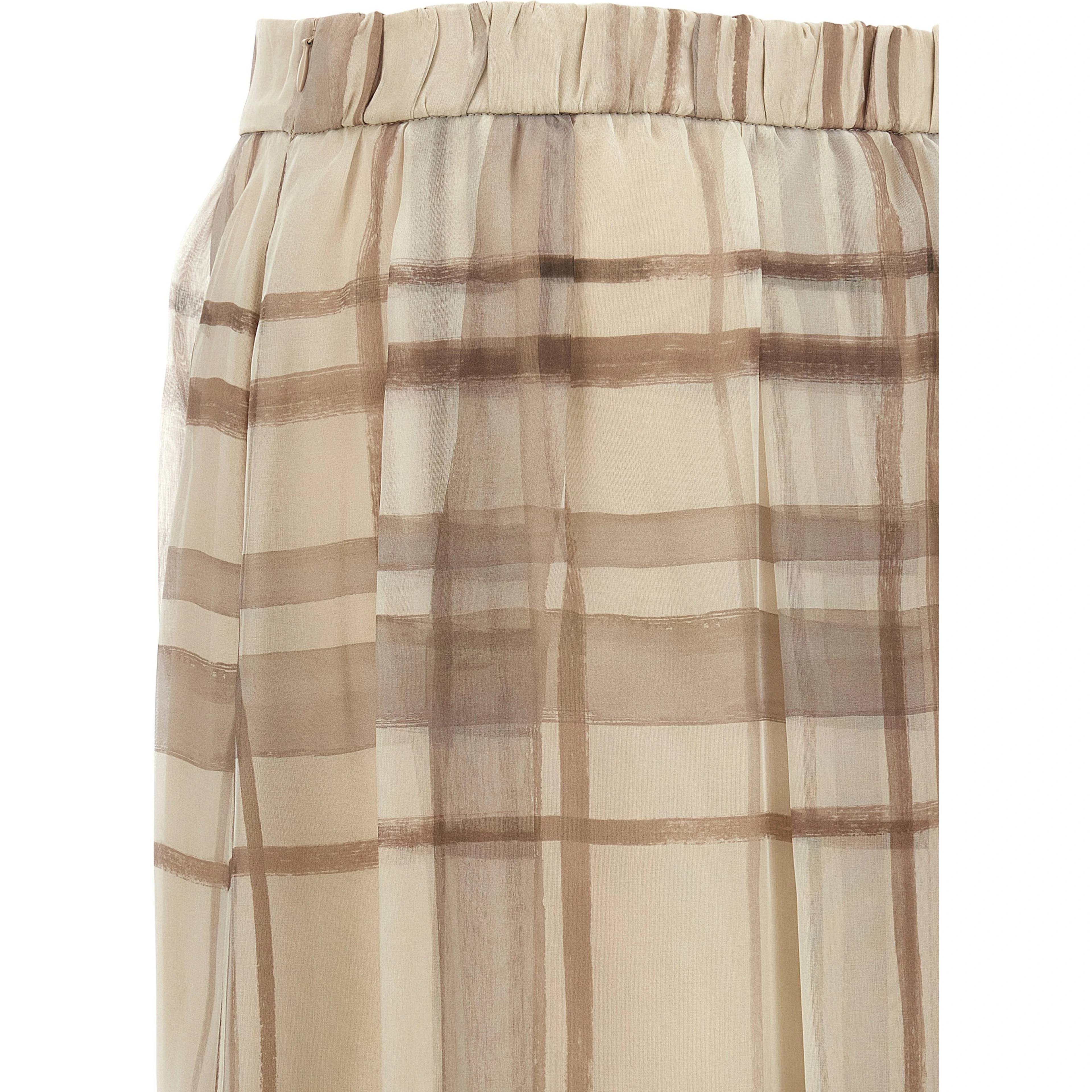 Beige Silk Midi Skirt