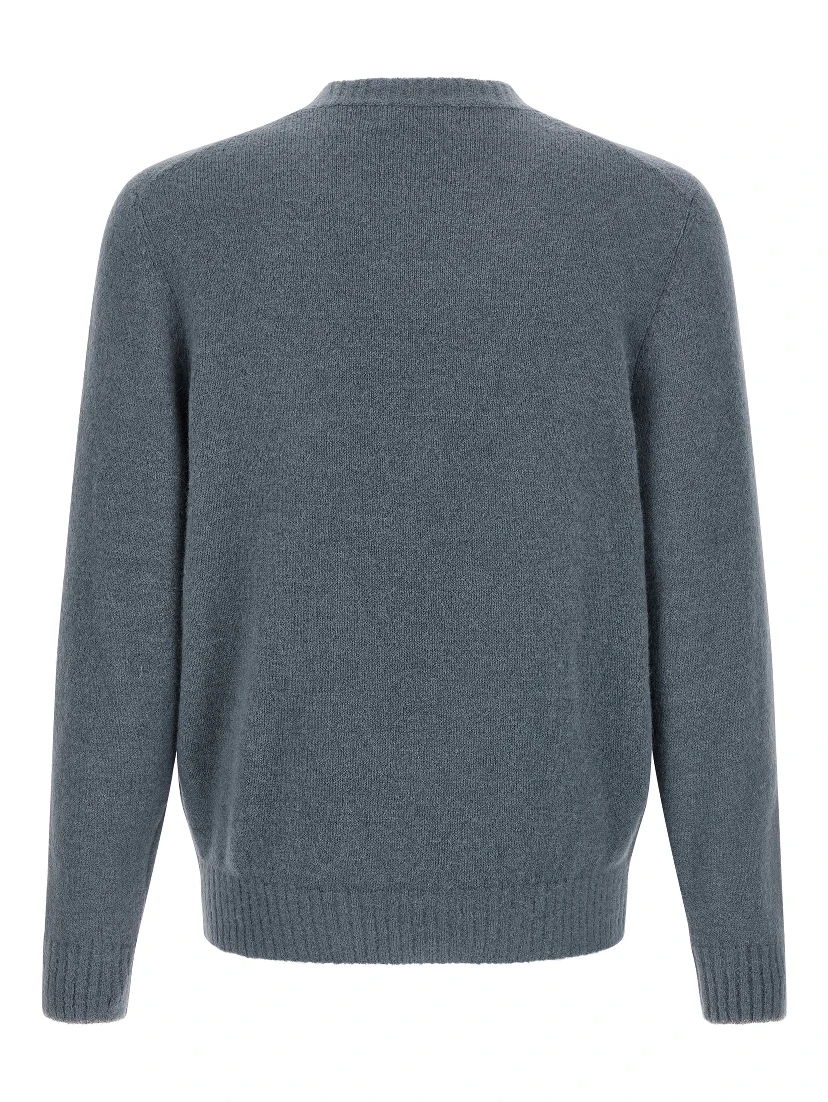 Blue Alpaca Leather Cardigan