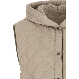 Beige Polyamide Sleeveless Jacket
