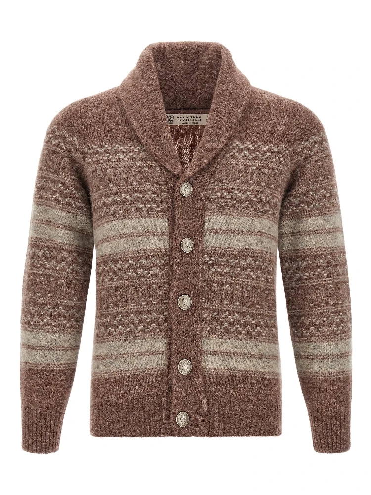Brown Alpaca Leather Cardigan