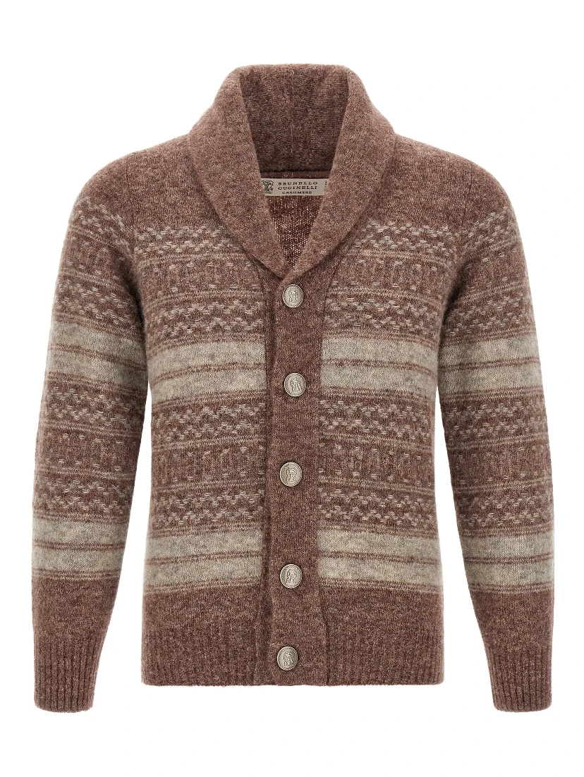 Brown Alpaca Leather Cardigan