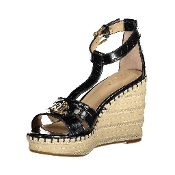 Black Leather Women Sandal