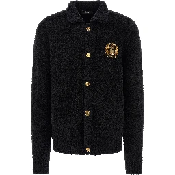 Black Alpaca Leather Cardigan