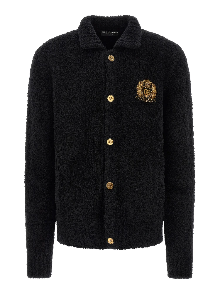 Black Alpaca Leather Cardigan
