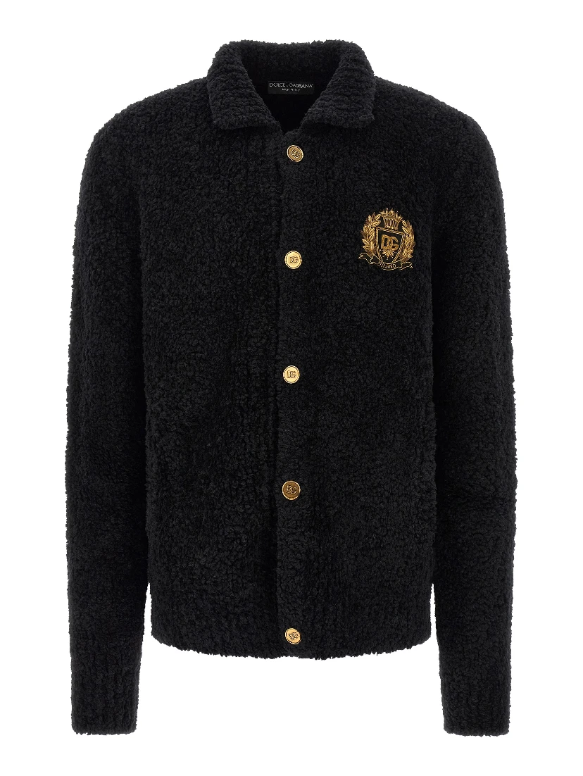 Black Alpaca Leather Cardigan
