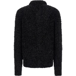 Black Alpaca Leather Cardigan
