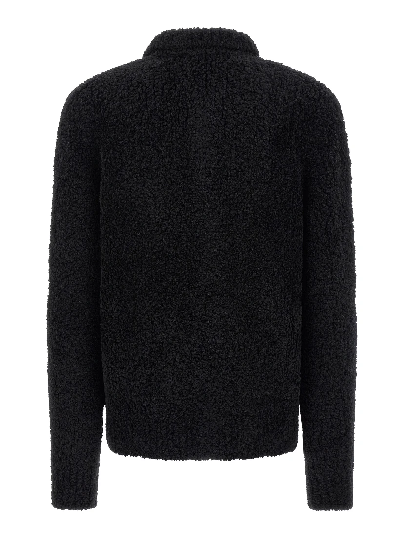 Black Alpaca Leather Cardigan