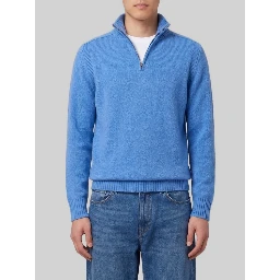 Delft blue half zip turtleneck