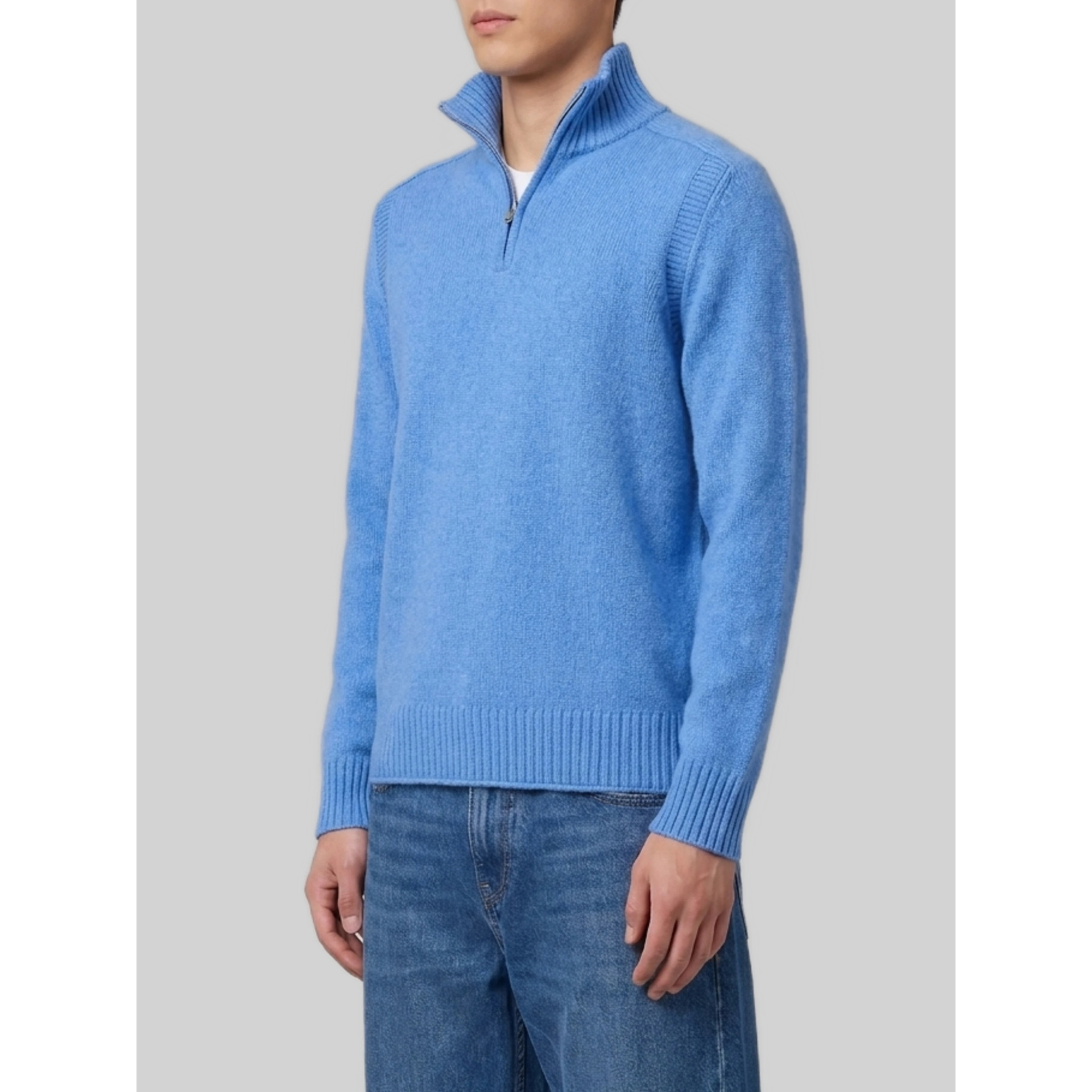 Delft blue half zip turtleneck
