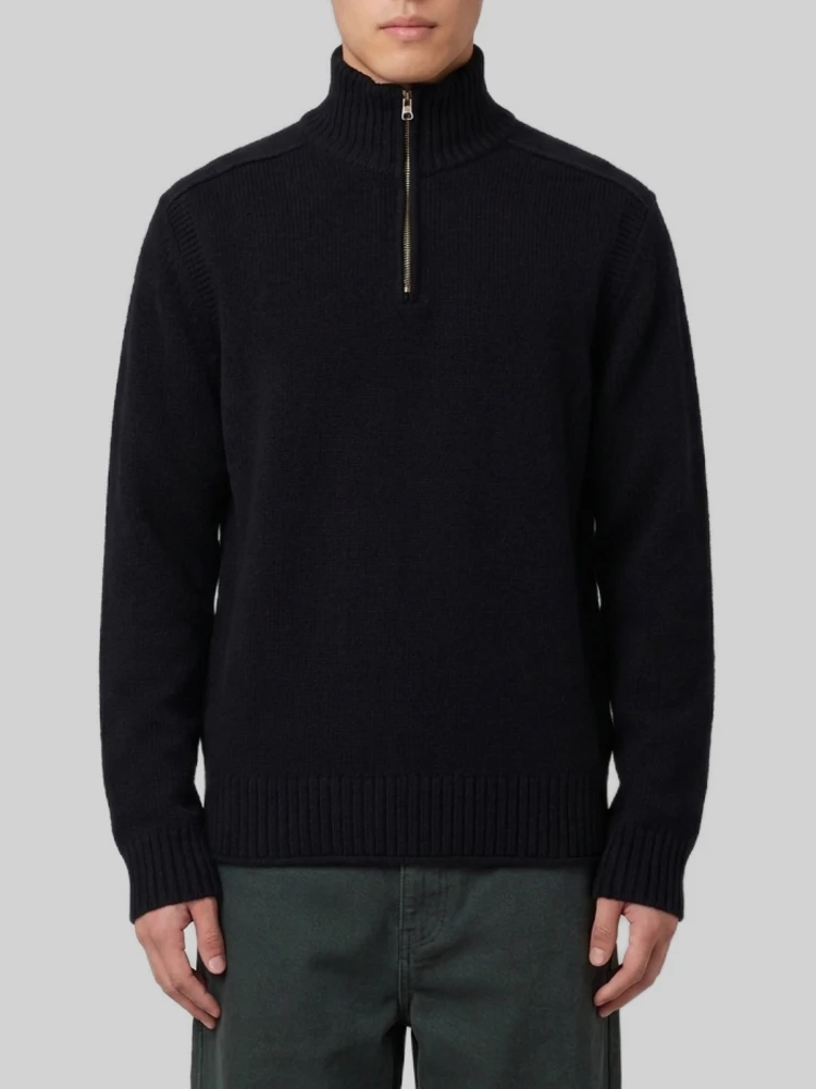 Black half zip turtleneck