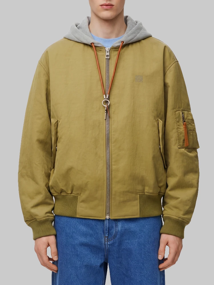 Technical fabric bomber jacket