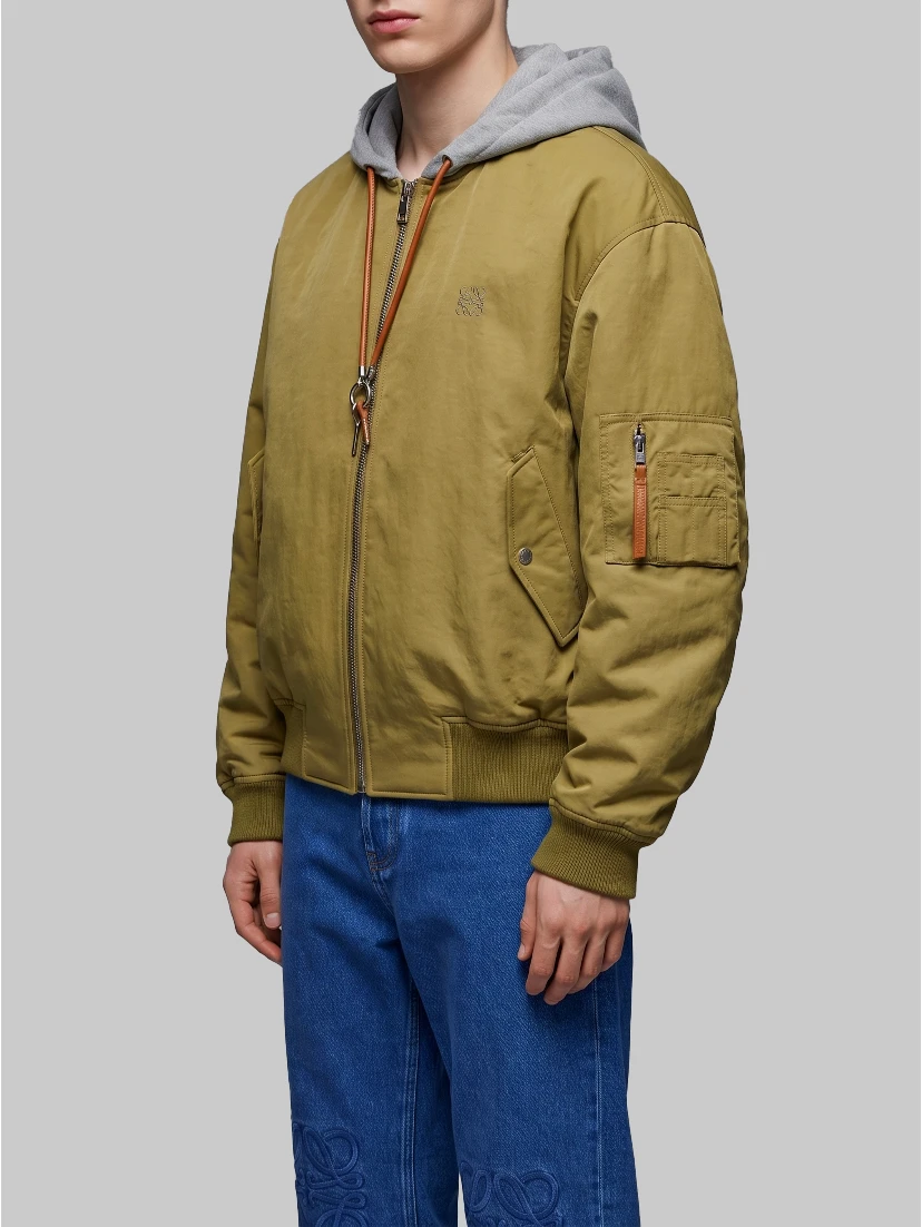 Technical fabric bomber jacket