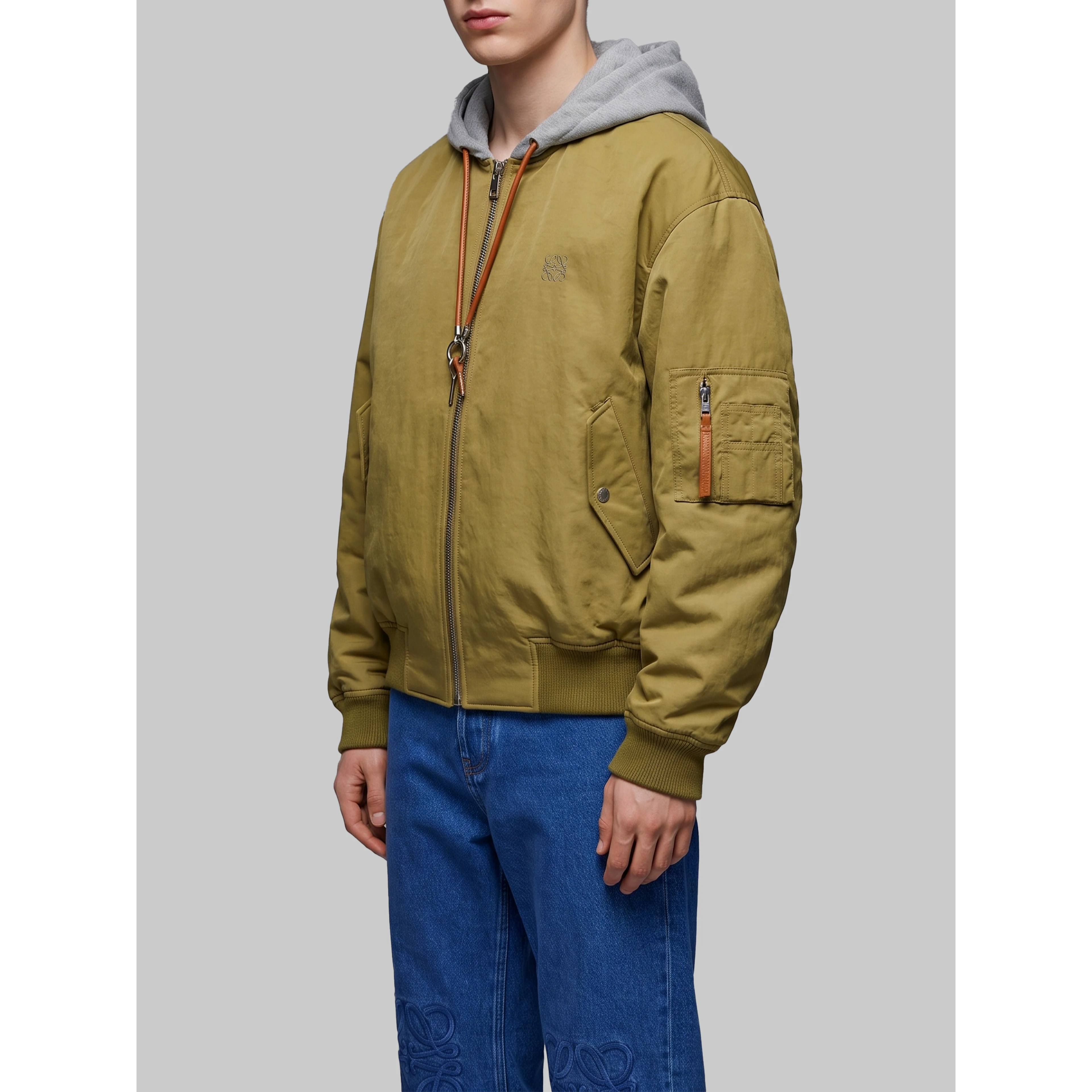 Technical fabric bomber jacket