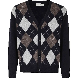 V NECK ARGYLE CARDIGAN
