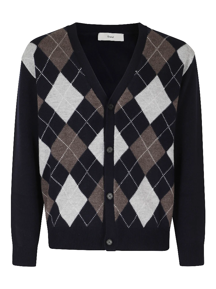V NECK ARGYLE CARDIGAN