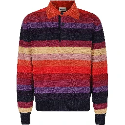 CHENILLE STRIPED LONG SLEEVE POLO HORSE PATCH