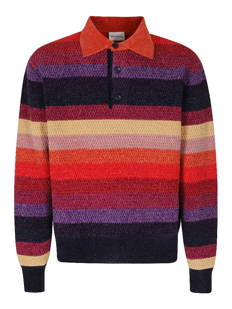 CHENILLE STRIPED LONG SLEEVE POLO HORSE PATCH