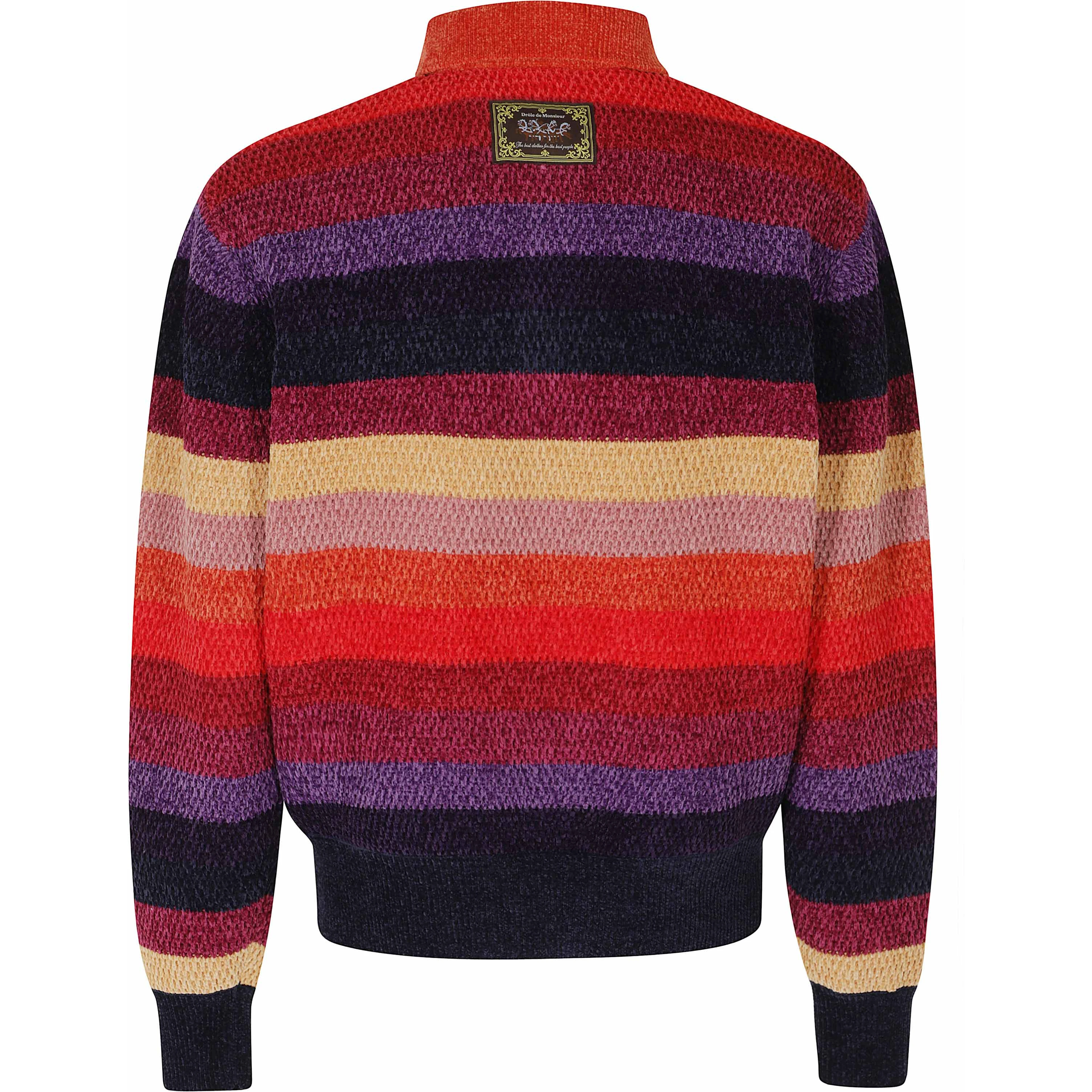 CHENILLE STRIPED LONG SLEEVE POLO HORSE PATCH