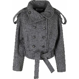 DOUBLE BREASTED HIGH NECK SHORT COAT WOOL