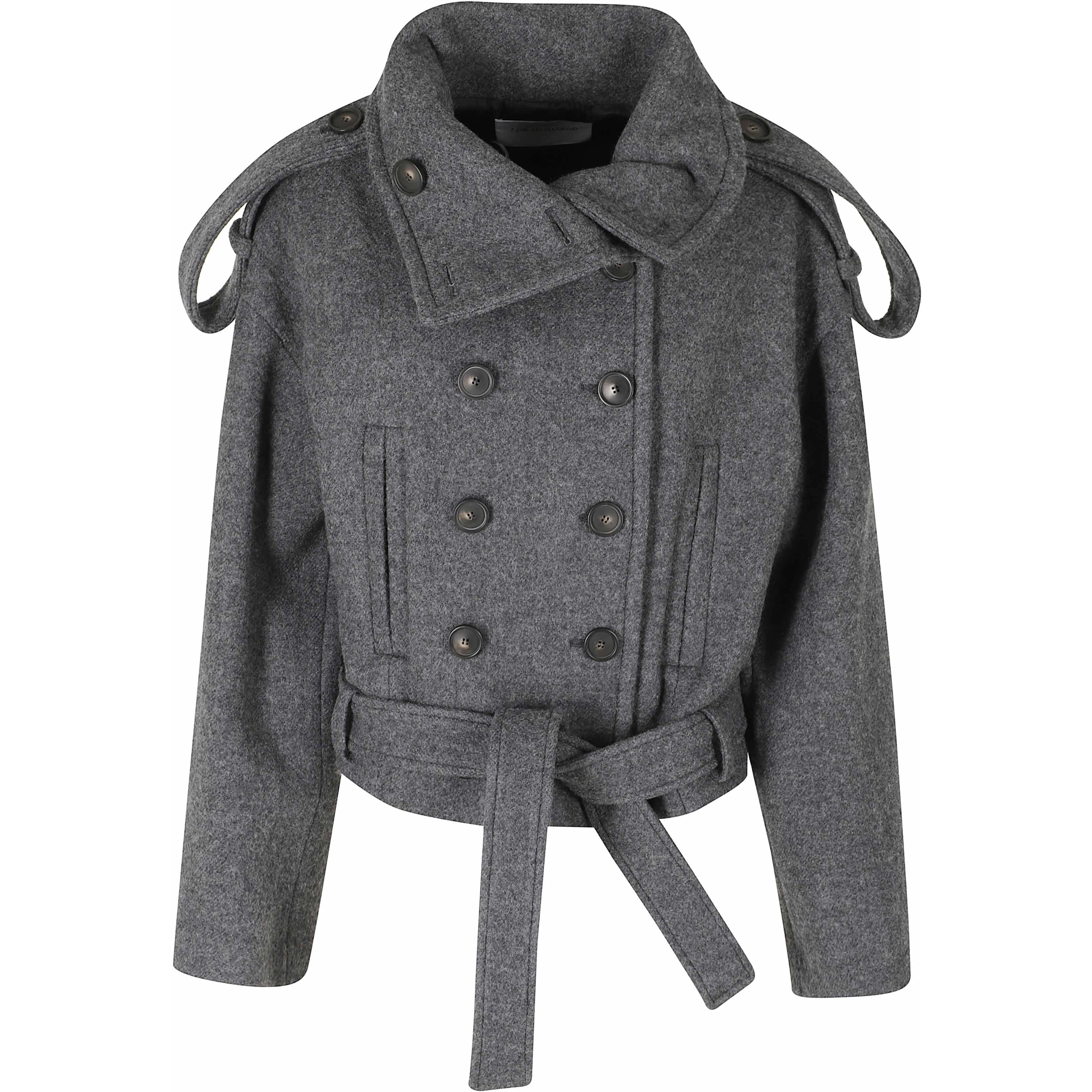 DOUBLE BREASTED HIGH NECK SHORT COAT WOOL