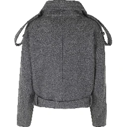 DOUBLE BREASTED HIGH NECK SHORT COAT WOOL
