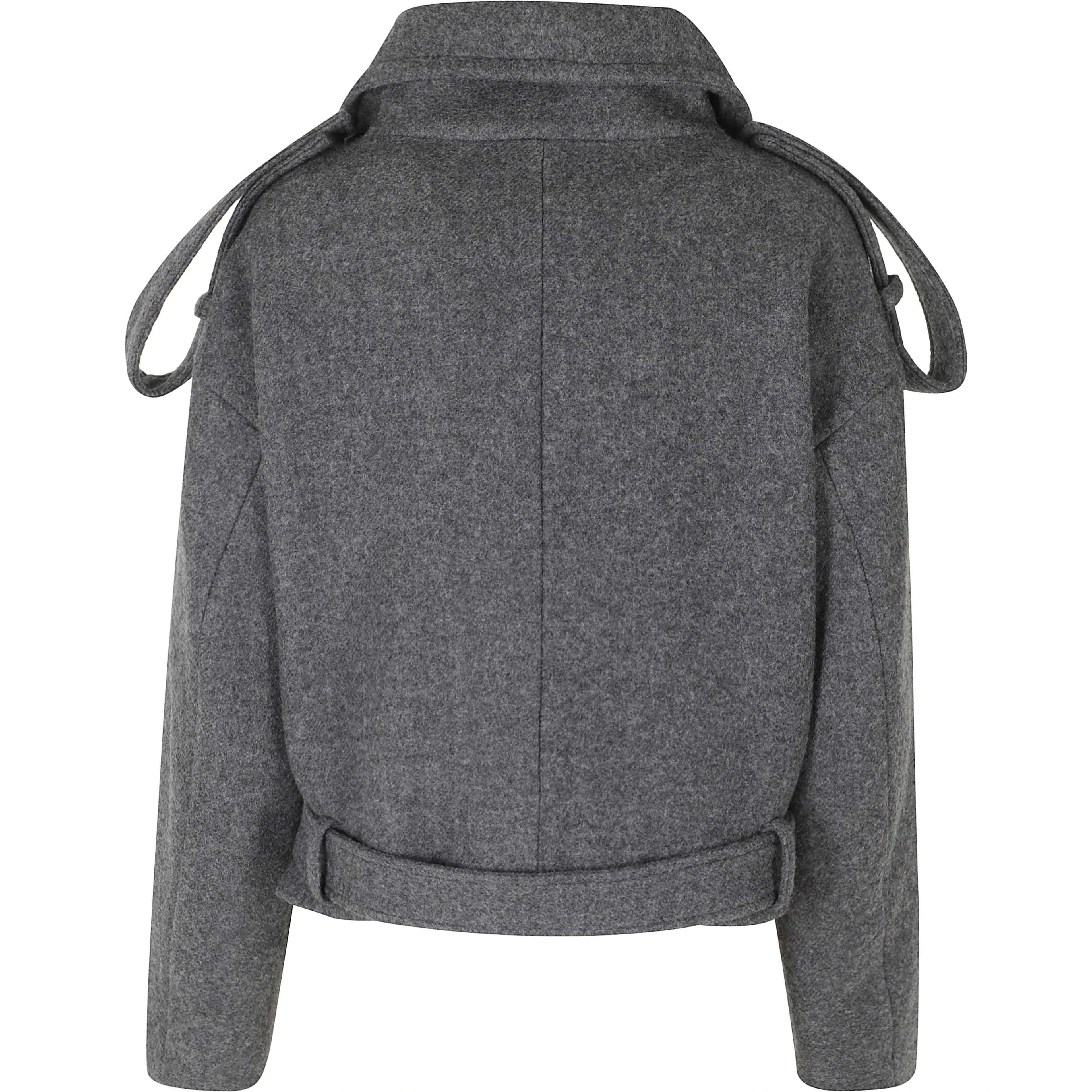 DOUBLE BREASTED HIGH NECK SHORT COAT WOOL