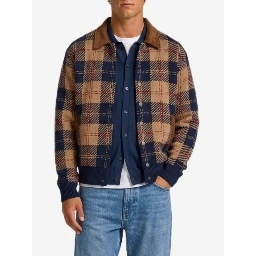 Camel combo tartan bomber