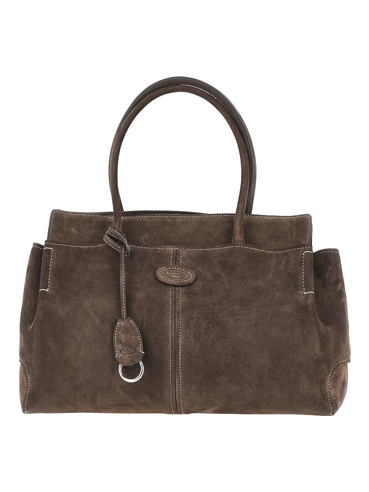 Suede leather medium shopping bag