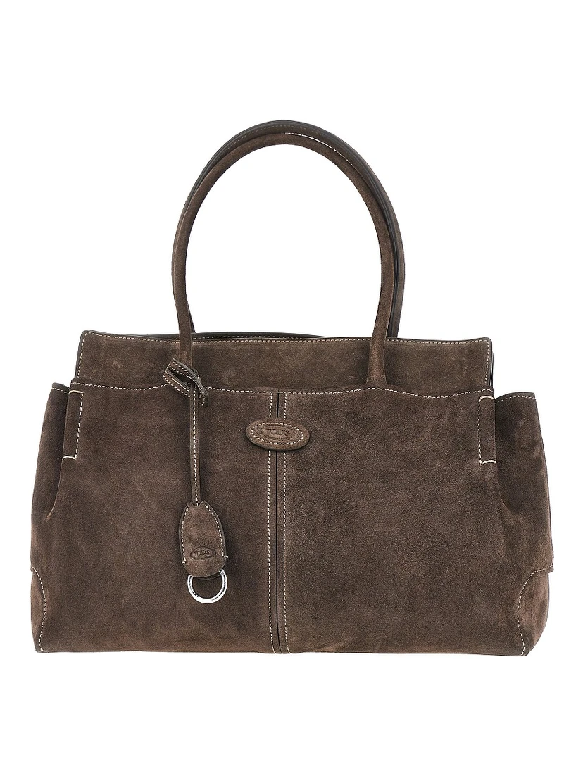 Suede leather medium shopping bag