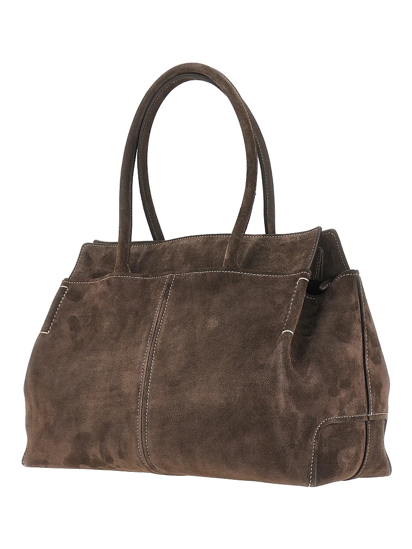 Suede leather medium shopping bag